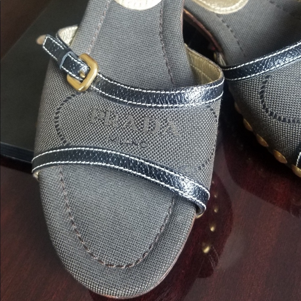 Authentic Prada Canvas Mules